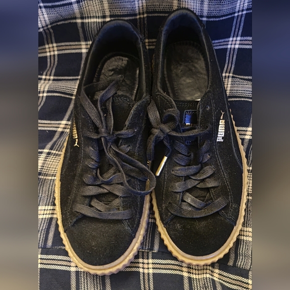 Puma Black Suede Sneakers with Gum Sole - Picture 2 of 4